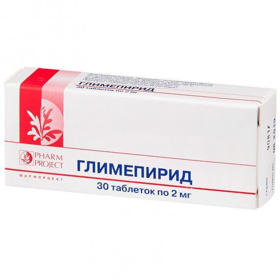 картинка Глимепирид таблетки 2 мг №30, Фармпроект ЗАО