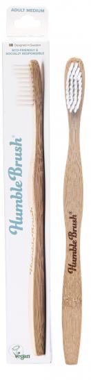картинка Зубная щетка для взрослых HUMBLE BRUSH из бамбука, белая щетина средней жесткости