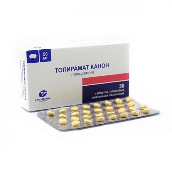 картинка Топирамат Канон таблетки покрытые пленочной оболочкой, 50 мг, уп. контурн. яч. №30