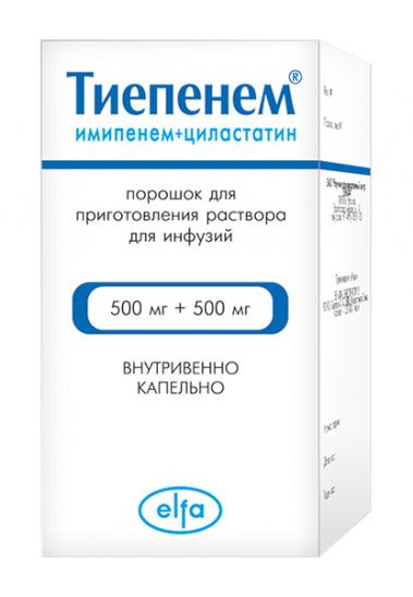 картинка Тиепенем порошок для приготовления раствора для инфузий, 500 мг+500 мг, фл. №1
