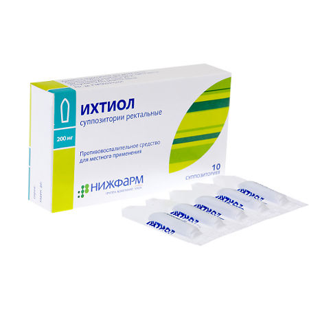 картинка Ихтиол суппозитории ректальные, 200 мг, уп. контурн. яч. №10
