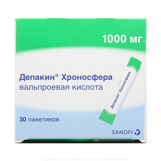 картинка Депакин® Хроносфера гранулы с пролонгированным высвобождением, 1000 мг, пак. №30