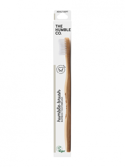 картинка Зубная щетка для взрослых HUMBLE BRUSH из бамбука, белая мягкая щетина