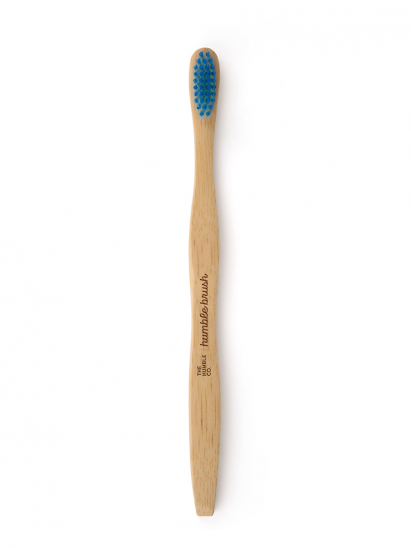 картинка Зубная щетка с изогнутой щетиной HUMBLE BRUSH из бамбука , голубая щетина средней жесткости
