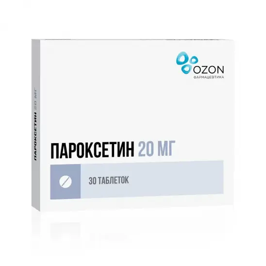 картинка Пароксетин табл п.п.о, 20 мг, уп. контурн. яч. №30