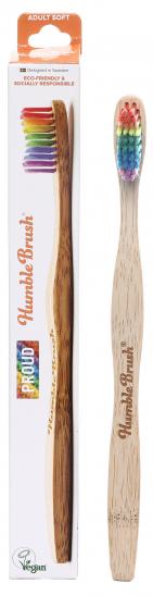 картинка Зубная щетка для взрослых HUMBLE BRUSH из бамбука, разноцветная с мягкой щетиной 