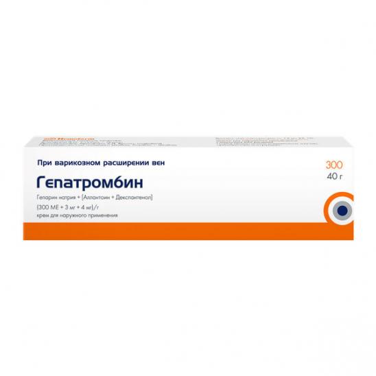 картинка Гепатромбин крем для наружного применения, (300 МЕ + 3 мг + 4 мг)/г, туб. 40 г №1