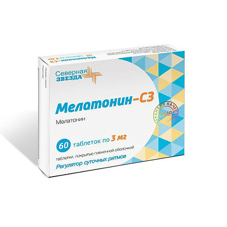 картинка Мелатонин-СЗ таблетки покрыт. плен. об. 3 мг 60 шт.