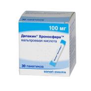Депакин® Хроносфера гранулы с пролонгированным высвобождением, 100 мг, пак. №30