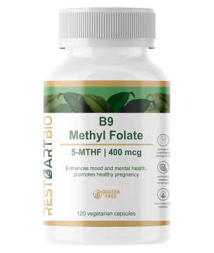 RestartBio, Витамин В9 (метилфолат), капсулы, 120 шт.