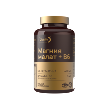Dietelle, Магний (малат) + витамин B6, капсулы, 60 шт.