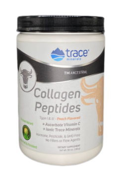 Trace minerals, Коллаген (I и III типа) + витамин С + минералы, со вкусом персика, порошок, 286 г